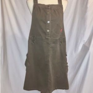 Overall Romper Jumpsuit Dress Sz L Coruroy  Kacki